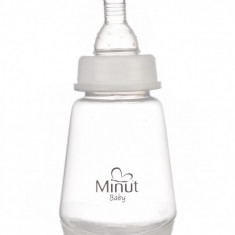 Biberon Minut Baby cu tetina silicon 0+, 150 ml