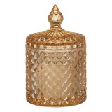 Lum&acirc;nare Parafina, Model Reliefat, Aromă Vanilie, Culoare Chihlimbar, Dimensiuni 8.5x14cm, Oem