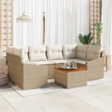 VidaXL Set canapea grădină 7 pcs Bej, alb 55 x 55 x 37 cm