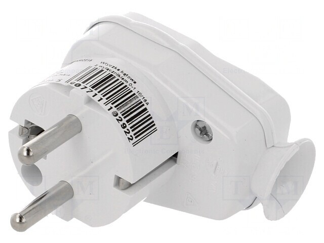 Conector Alimentare AC Tată 2P PE 250V 16A Alb