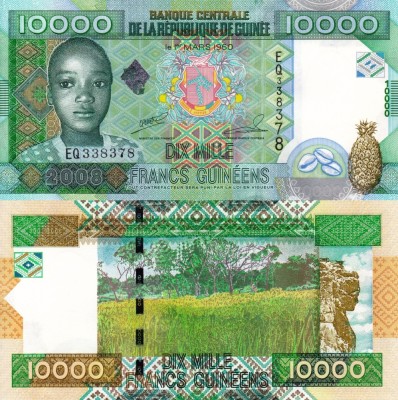 GUINEEA 10.000 francs 2008 UNC!!! foto