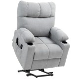 HOMCOM Fotoliu pentru seniori cu funcție de ridicare, funcție de culcare, incl. telecomandă, 144 cm x 91 cm x 88 cm, Gri deschis | Aosom Romania