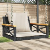 Cumpara ieftin Bancă de balansoar cu perne, negru, 63x62x40 cm, poliratan