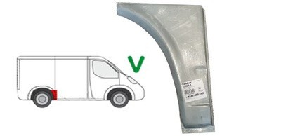 Segment reparatie aripa spate Vw Transporter T4, 1990-2003, Partea Dreapta, punte Spate in fata rotii, lungime 254, inaltime 425mm (pentru modelul sc foto