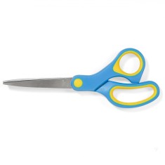 Foarfecă Office, Inox, V&acirc;rf Ascuțit, M&acirc;ner Moale, Albastru-Galben, 17.5 cm