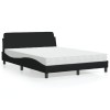 VidaXL Pat cu saltea, Dover, negru, 140x190 cm, textil 3208386