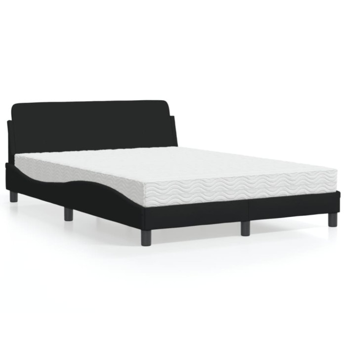 vidaXL Pat cu saltea, Dover, negru, 140x190 cm, textil 3208386