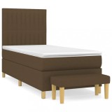 Cumpara ieftin Pat box spring cu saltea, maro inchis, 90x190 cm, textil