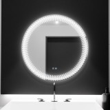 Oglinda LED Rotunda 60 cm Stellaire Touch pentru Baie &ndash; Dimabila, cu Sistem Dezaburire (Anti-aburire), Korman
