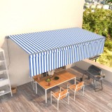 Copertina retractabila manual cu stor, albastru&amp;alb, 6x3 m GartenMobel Dekor, vidaXL