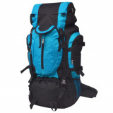 Rucsac Drumetie vidaXL XXL, 75L, Negru/Albastru, Poliester 600D, Impermeabil, Bretele Ajustabile, Compartimente Multiple