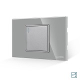 Cumpara ieftin Intrerupator cap scara mecanic Luxion cu rama din sticla gri, standard italian 2/3M