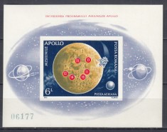 ROMANIA 1972 LP 816 INCHEIEREA PROGRAMULUI APOLLO COLITA NEDANTELATA MNH