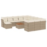 Cumpara ieftin Set canapele de gradina, 13 piese, cu perne, bej, poliratan