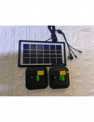 Kit panou solar pentru incarcare dispozitive cu 2 proiectoare 2x15W si functie foto