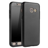 Husa Samsung Galaxy A3 2017, Fata+Spate+Sticla, Protectie Completa, Negru