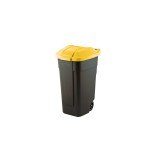 Cos pentru gunoi negru Refuse 110 L, capac galben, roti transport