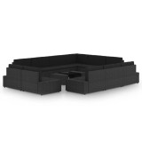 Gossi set mobilier de gradinacu perne, 12 piese, negru, poliratan