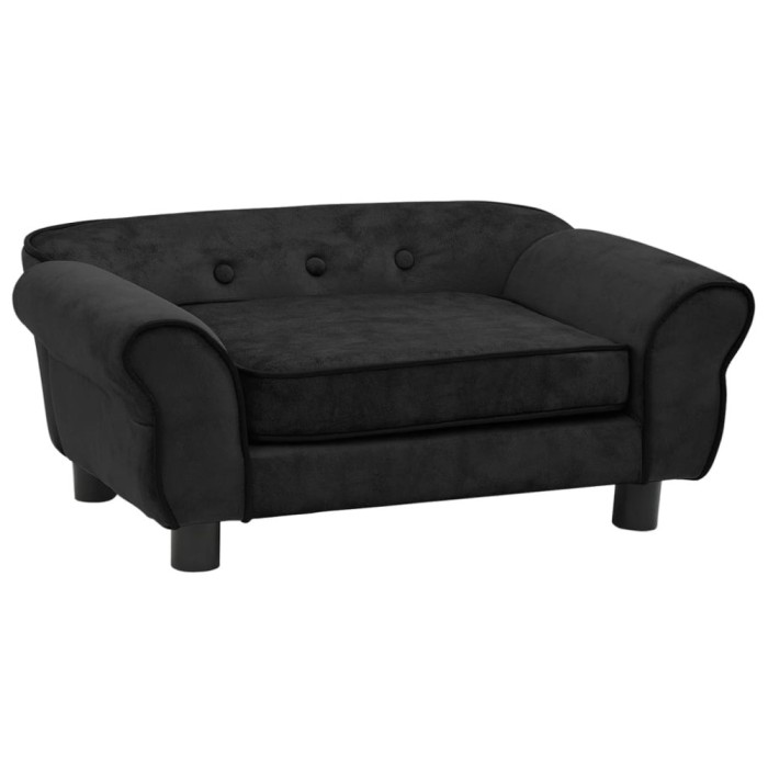 vidaXL Canapea pentru c&acirc;ini, negru, 72x45x30 cm, pluș