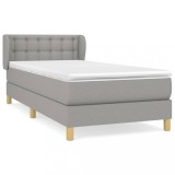 Cumpara ieftin Pat continental cu saltea, gri deschis, 80x200 cm, textil