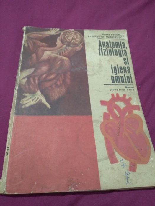 MANUAL CLASA VII ANATOMIA,FIZIOLOGIA,SI IGIENA OMULUI MIHAI PETEANU 1974