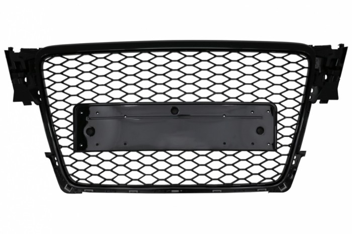 Grila Centrala Fara Emblema Audi A4 B8 (2007-2012) RS Design Negru Lucios Performance AutoTuning