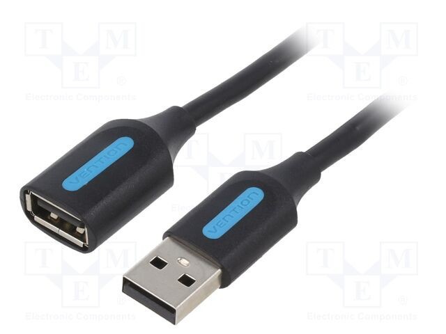 Cablu USB 2.0 VENTION USB A soclu - USB A mufă nichelat 5m negru PVC