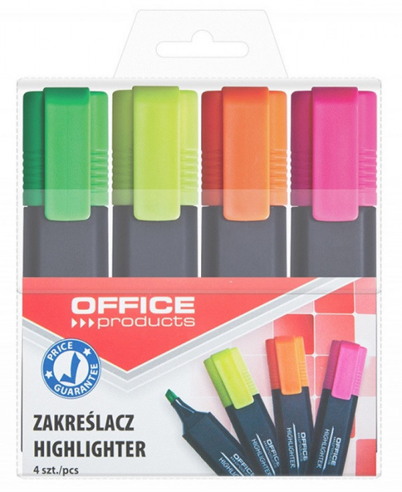 Textmarker Varf Lat 1-3mm, Office Products - 4 Culori/set