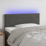 Cumpara ieftin Tăblie de pat cu LED, gri &icirc;nchis, 90x5x78/88 cm, catifea