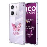Husa antisoc pentru xiaomi poco m7 pro 5g - airbag tpu, col&Egrave;uri ranforsate- butterfly roz