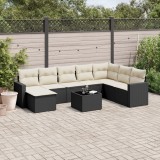 Cumpara ieftin Gossi set mobilier de gradina cu perne, 9 piese, negru, poliratan