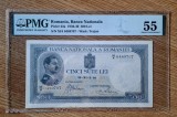 ROMANIA - 500 lei - 1940 cu supratipar CAROL II , AUNC , gradata PMG 55 . Aproape necirculata . RRR !