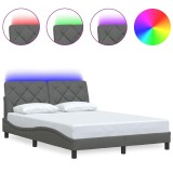 Cumpara ieftin Cadru de pat cu LED fara saltea tesatura gri inchis 140x200 cm