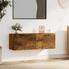 Dulap perete stejar fumuriu 100x36.5x35 cm lemn, 2 sertare, suspendat, raft, etajera