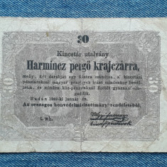 30 Pengo 1849 Ungaria / Harmincz Pengo Krajczarra / bancnota lipita