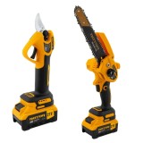 Cumpara ieftin Set Mini drujba electrica si foarfeca de gradina cu 2 acumulatori 3AH, 21V, brushless ROTOR