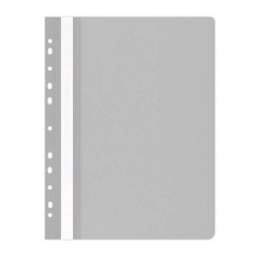 Dosare din Plastic cu Sina si Multiperforatii, 25 Buc/Set, 225x305 mm, Capacitate de 200 Coli, Culoare Gri, Dosare din Plastic OFFICE Products, Dosar foto