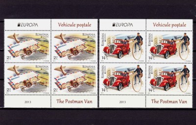 ✅RO 2013 LP 1979 &amp;quot;Europa 2013 - Vehicule postale&amp;quot; , serie bloc 4 + tabs ,MNH foto