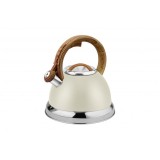 Ceainic Retro din inox cu fluier Zilan ZLN1290, Culoare crem, Compatibil gaz, electric &amp; inductie, Capacitate 3.5L