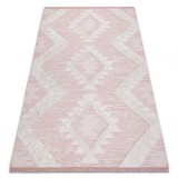 Covor ECO SISAL BOHO MOROC Caro 22312 franjuri - două niveluri de l&acirc;nă roz / cremă, covor reciclat, 155x220 cm