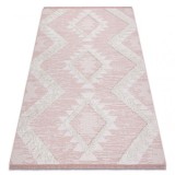 Covor ECO SISAL BOHO MOROC Caro 22312 franjuri - două niveluri de l&acirc;nă roz / cremă, covor reciclat, 78x150 cm