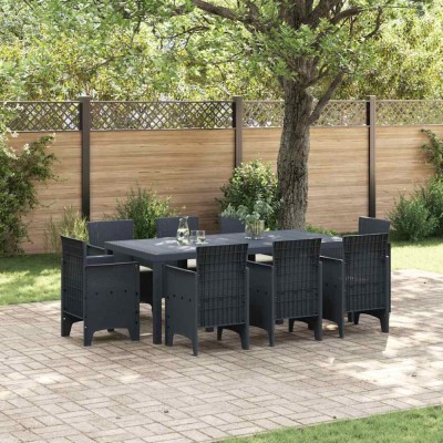 vidaXL Set de masă pentru grădină 9 pcs Antracit Ratan Polt 3378576 foto