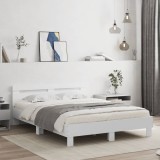 VidaXL Cadru de pat cu tăblie, alb, 140x190 cm, lemn prelucrat