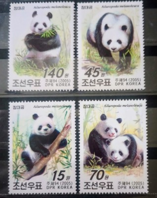 Coreea 2005 panda , ursuleți panda serie 4v nestampilata, Korea 2005 foto