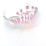 Coroniță Party, Model Birthday Princess, Pene Albe, Mesaj Roz, Argintiu, 10cm, Oem