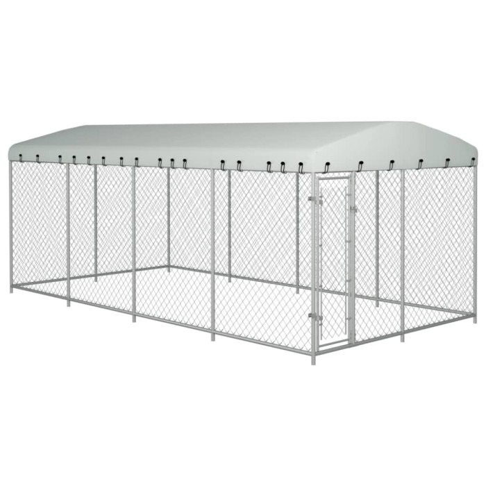 Gossi padoc pentru caini de exterior, cu acoperis, 7,6 x 3,8 x 2,3 m