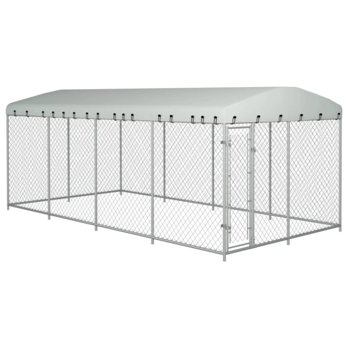 vidaXL Padoc pentru c&acirc;ini de exterior, cu acoperiș, 8 x 4 x 2,3 m