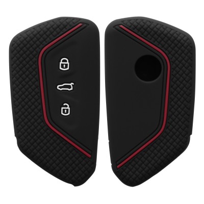Husa Cheie Auto pentru VW - 3 Butoane, Silicon, Negru, 52650.01 foto