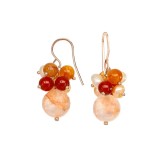 Cumpara ieftin Cercei argint 925 placat aur roz cuart roz, perle cultura Armonia. Bijuterii handmade, Made in Italy. Cadou cutie inclusa.
