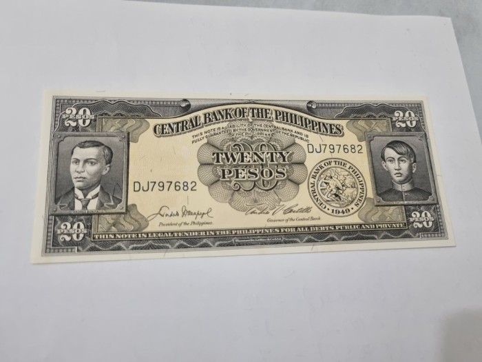 bancnota filipine 20 p 1949-69